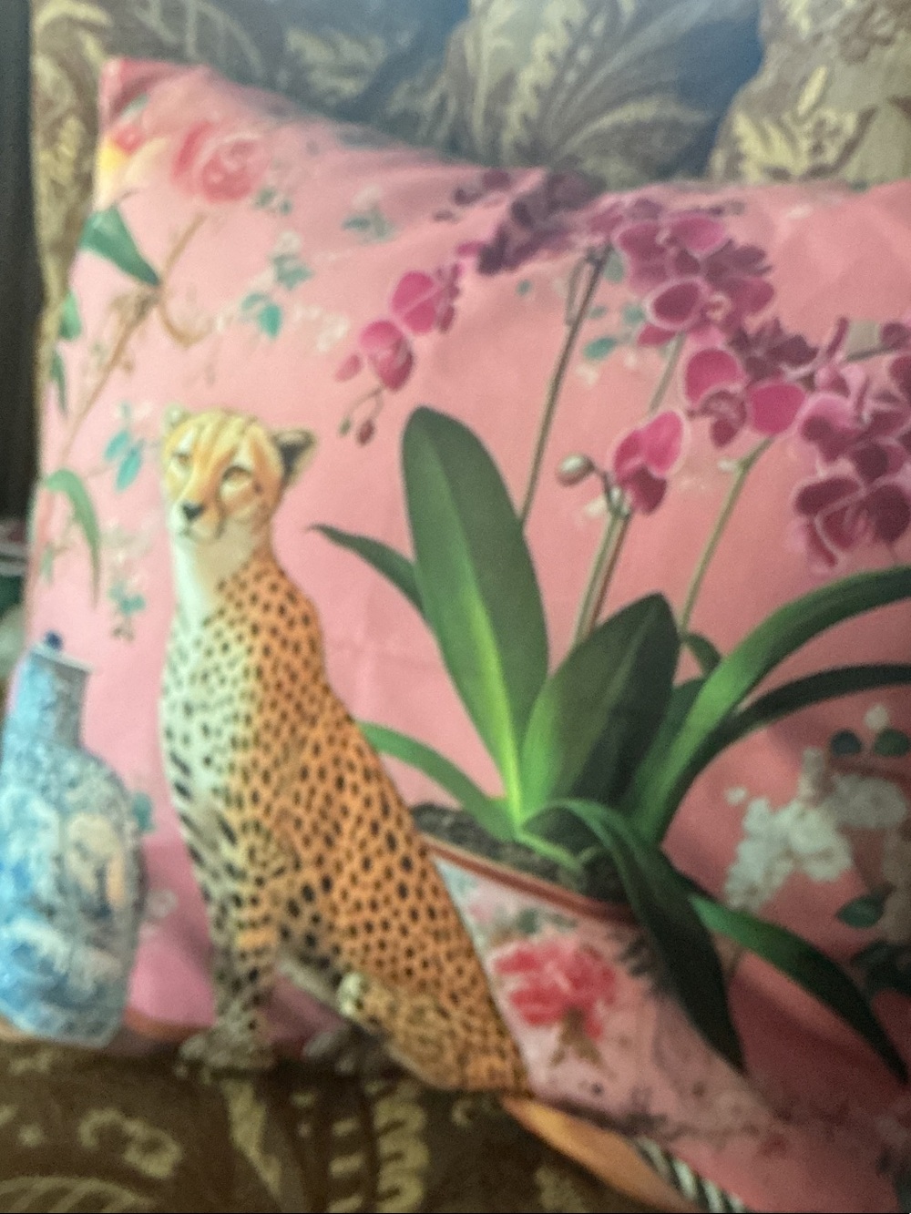 Pink Floral Leopard Decorative Accent Pillow